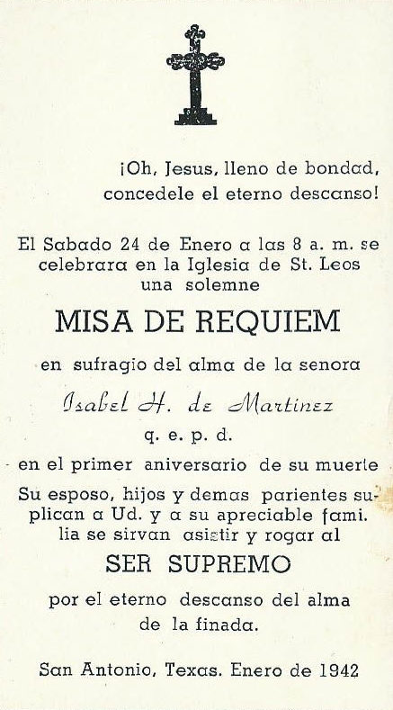 017 Isabel Herrera de Martinez  Funeral Card 1870-1942